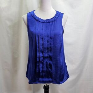 Adiva Royal Blue Pleated Sleeveless Blouse Size Small